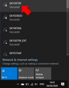 SSID network names in windows 10